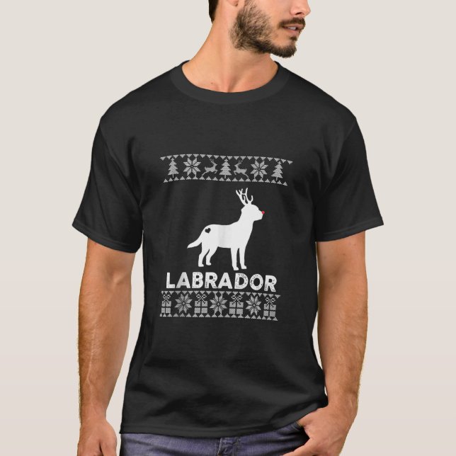 Labrador Dog Lover Christmas Reindeer Ugly Christm T-Shirt (Vorderseite)