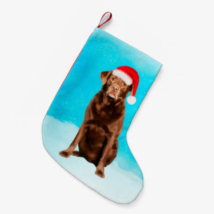 Labrador Dog on Beach Christmas Hat Kleiner Weihnachtsstrumpf