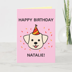 Labrador Dog   Orange & Red Birthday geklappt Karte