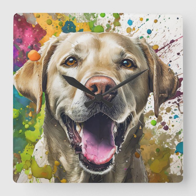 Labrador Dog Quadratische Wanduhr (Vorderseite)
