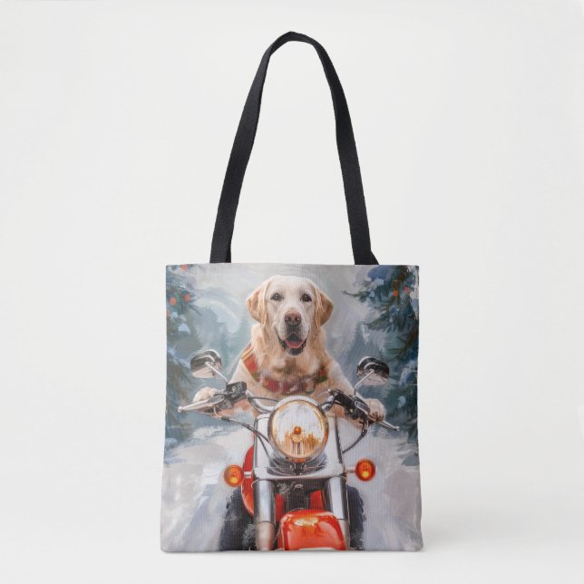 Labrador Dog Riding Motorrad Weihnachten (Vorderseite)