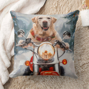 Labrador Dog Riding Motorrad Weihnachten Kissen