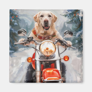 Labrador Dog Riding Motorrad Weihnachten Magnet