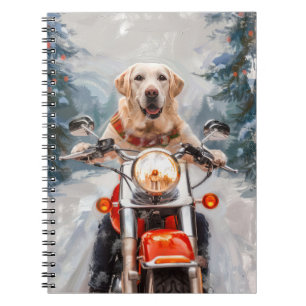 Labrador Dog Riding Motorrad Weihnachten Notizblock