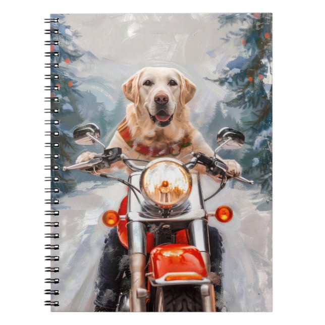 Labrador Dog Riding Motorrad Weihnachten Notizblock (Vorderseite)