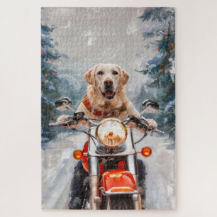 Labrador Dog Riding Motorrad Weihnachten Puzzle