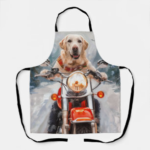 Labrador Dog Riding Motorrad Weihnachten Schürze