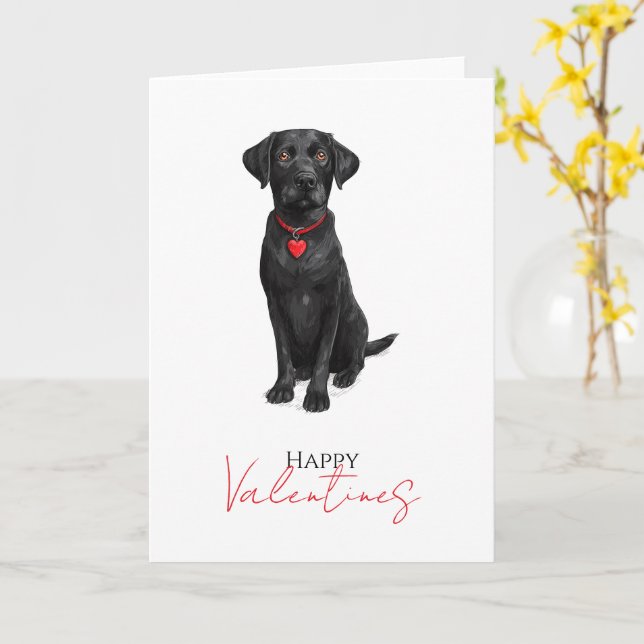  Labrador Dog With Love Heart Valentines Karte (Gelbe Blume)