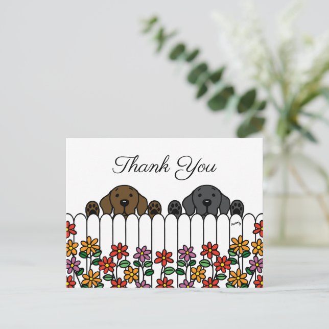 Labrador Duo Watching You Danke Postcard Postkarte (Stehend Vorderseite)