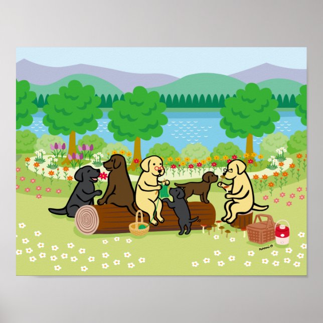 Labrador Family Picnic Poster (Vorne)