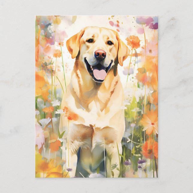 Labrador farbige Aquarellbilder Postkarte (Vorderseite)