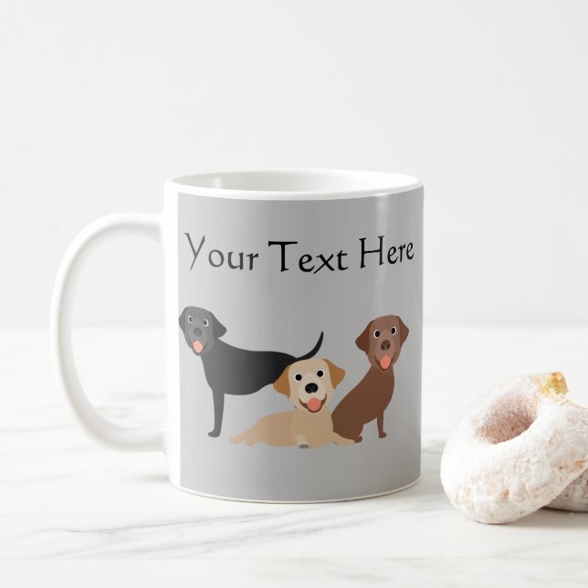 Labrador Gelbe Schokolade Schwarz Anpassen Labrado Kaffeetasse (Mit Donut)