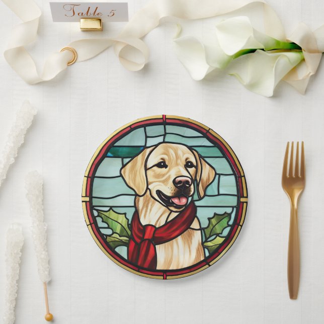 Labrador gestettetes Glass Weihnachten Pappteller (Hochzeit)