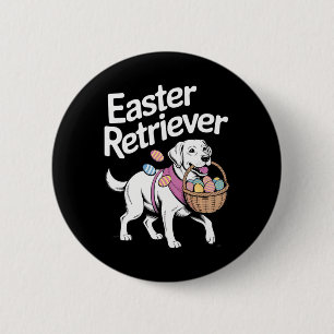 Labrador Golden Retriever Bunny Springs Egge Easte Button