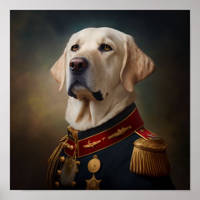 Labrador Golden Retriever Extravagantes Militärpor Poster (Vorne)