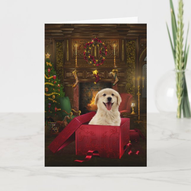 Labrador Golden Retriever Weihnachtskarten Feiertagskarte (Vorderseite)