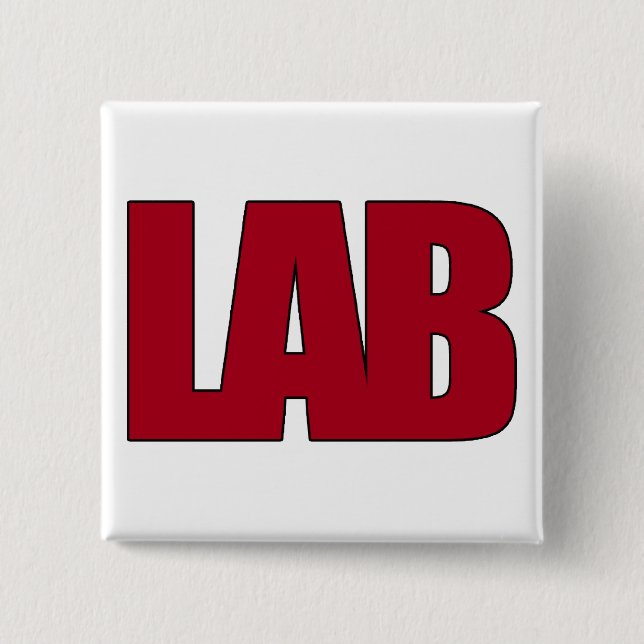LABRADOR-GROSSES ROT BESCHRIFTET LABOR BUTTON (Vorderseite)