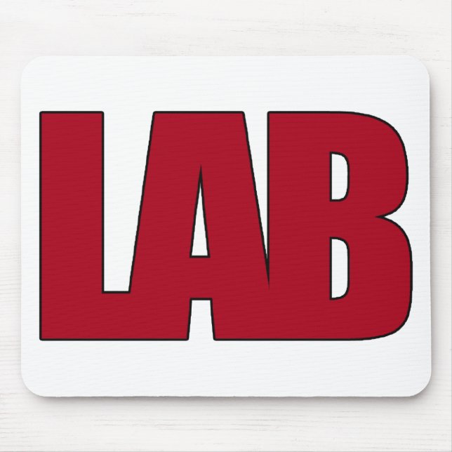 LABRADOR-GROSSES ROT BESCHRIFTET LABOR MOUSEPAD (Vorne)