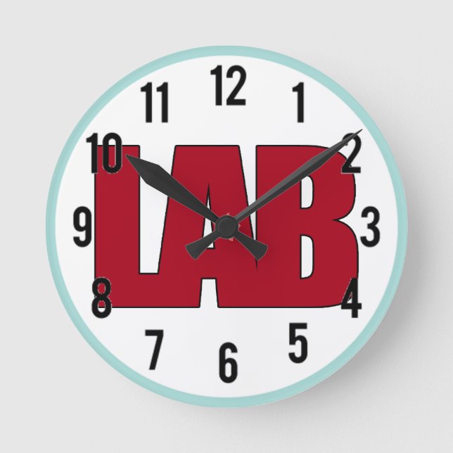 LABRADOR - GROSSES ROTES BOLD-LOGO RUNDE WANDUHR (Vorderseite)
