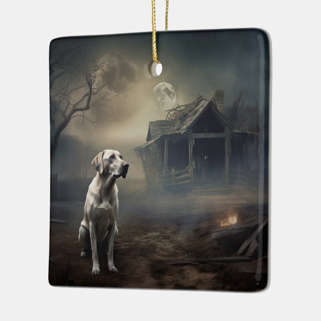 Labrador Halloween Beängstigend Keramikornament (Links)