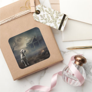 Labrador Halloween Beängstigend Quadratischer Aufkleber