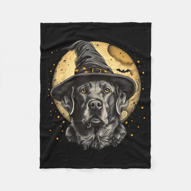 Labrador Halloween Lustig Süßer Hund Schwarzer Lab Fleecedecke (Vorderseite)