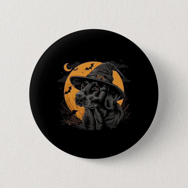Labrador Halloween Lustiger Süßer Hund Schwarzer L Button (Vorderseite)