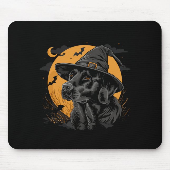 Labrador Halloween Lustiger Süßer Hund Schwarzer L Mousepad (Vorne)