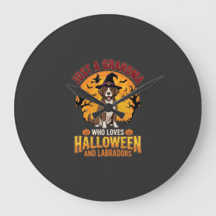 Labrador Halloween Oma Hund Design_1 Große Wanduhr