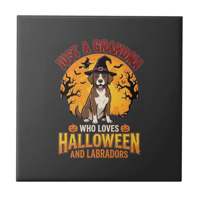 Labrador Halloween Oma Hundedesign_1 Fliese (Vorderseite)