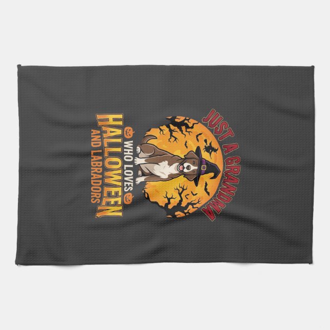 Labrador Halloween Oma Hundedesign_1 Geschirrtuch (Horizontal)