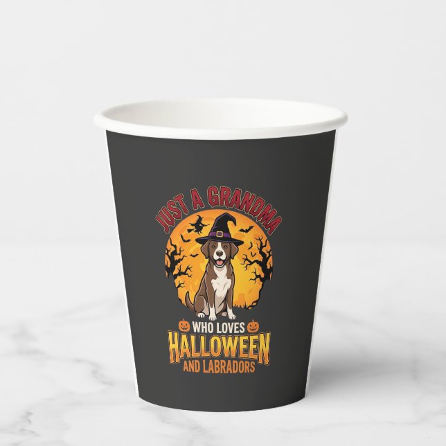 Labrador Halloween Oma Hundedesign_1 Pappbecher (Vorderseite)