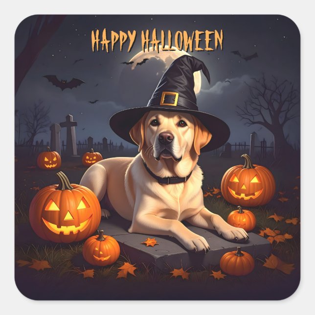 Labrador Halloween Quadratischer Aufkleber (Vorderseite)