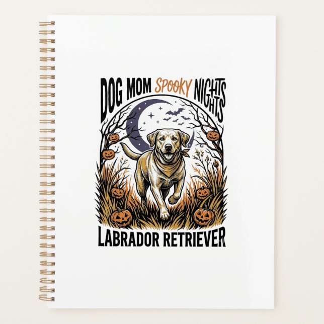 Labrador Halloween-Shirt Vintage Hundemutter Grafi Planer (Vorderseite)