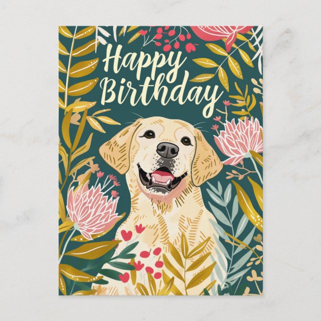 Labrador Happy Birthday Postkarte (Vorderseite)