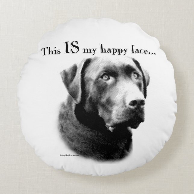 Labrador Happy Face Rundes Kissen (Vorderseite)