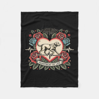 Labrador Heartbeat Tattoo Retro Rose Hund Lover Lo Fleecedecke