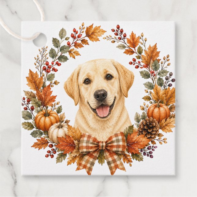 Labrador-Herbstkranz Geschenkanhänger (Vorderseite)