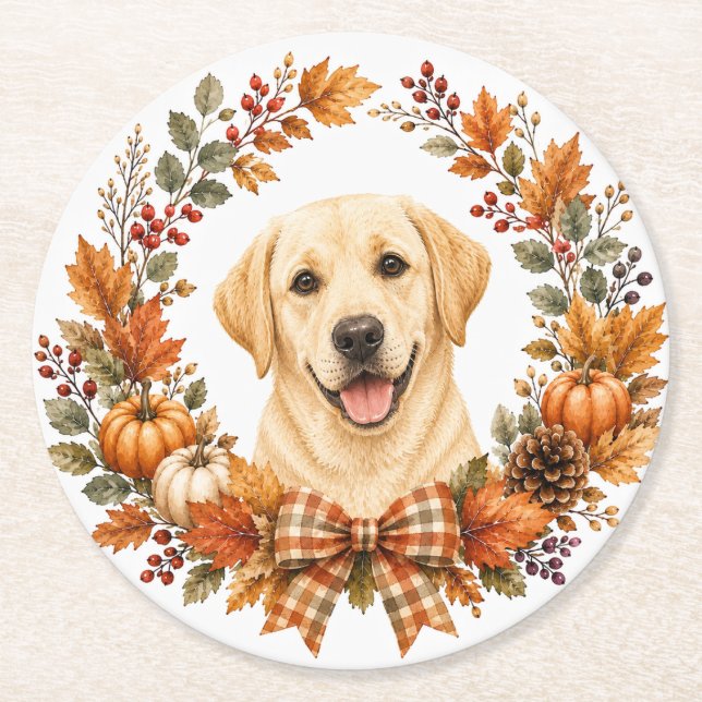 Labrador Herbstkranz Untersetzer (Vorderseite)
