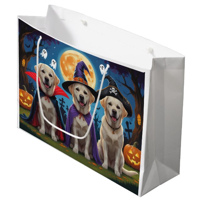 Labrador Hogs Pumpkin Halloween Funny Große Geschenktüte (Vorderseite Schrägansicht)