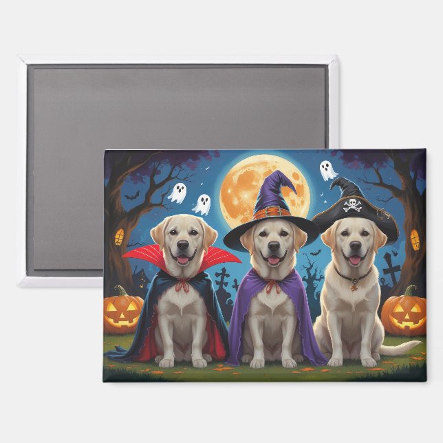 Labrador Hogs Pumpkin Halloween Funny Magnet (Vorderseite/Rückseite)