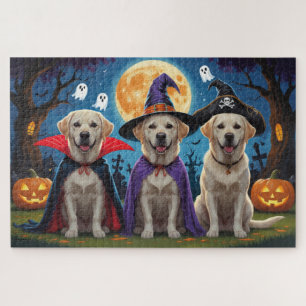 Labrador Hogs Pumpkin Halloween Funny Puzzle