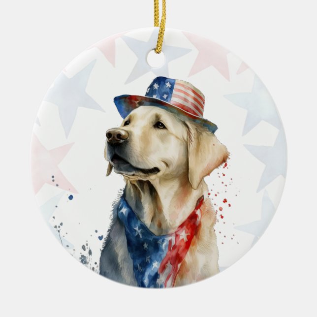 Labrador-Hund, 4. Juli Personalisiert Keramik Ornament (Vorne)