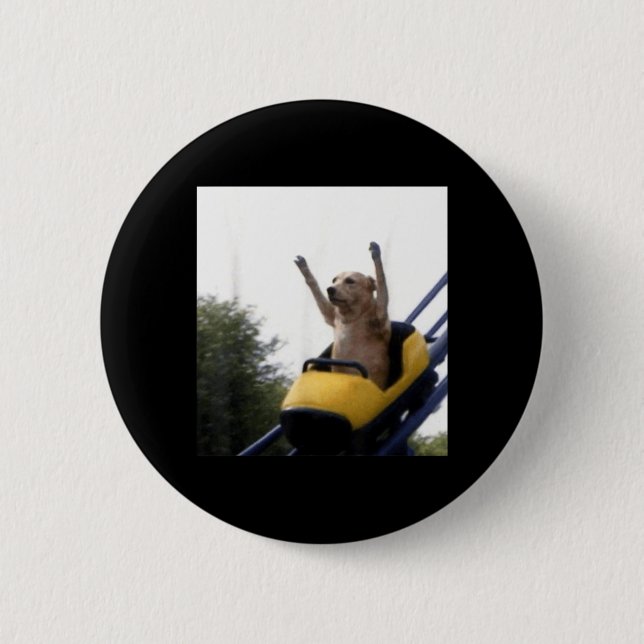 Labrador-Hund Achterbahn Lustiges Meme Button (Vorderseite)