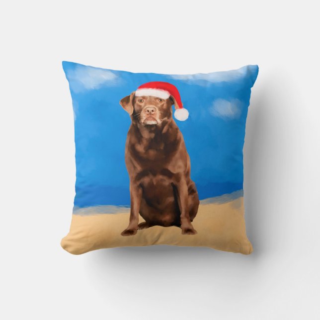 Labrador Hund am Strand Weihnachten Urlaub Kissen (Vorderseite)