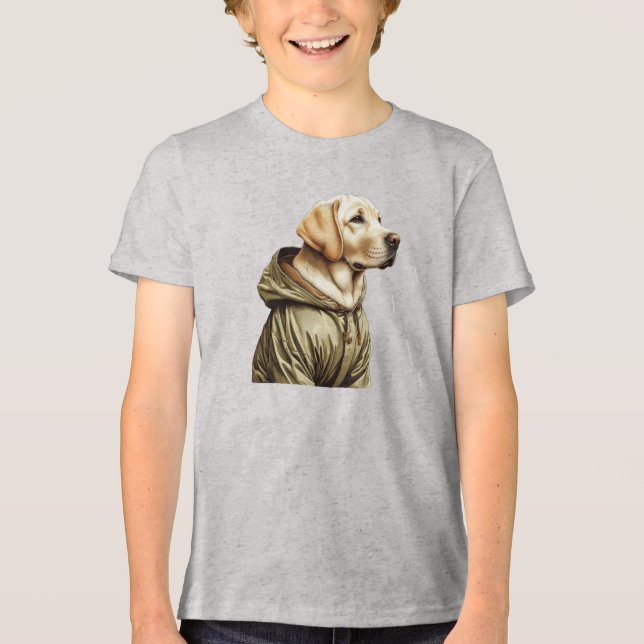 Labrador/Hund auf der Jagd Tri-Blend Shirt (Vorderseite)
