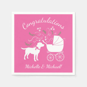 Labrador Hund Baby Dusche Blue Boy Labrador Serviette