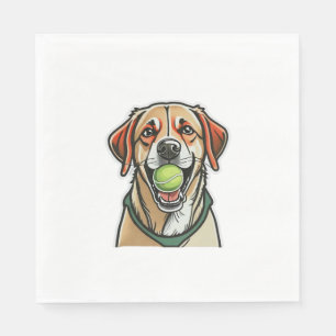Labrador Hund beißt Tennisball in seiner Mundklass Serviette