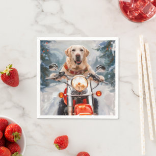 Labrador-Hund fährt Motorrad Weihnachten Serviette