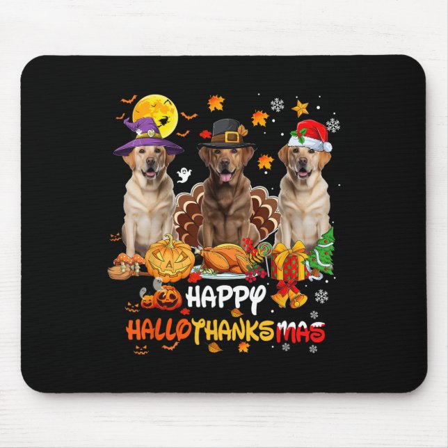 Labrador Hund Happy Halloween Erntedank Merry Ch Mousepad (Vorne)